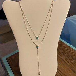 Silpada "Double-Y" Turquoise/SS Lariat Necklace
